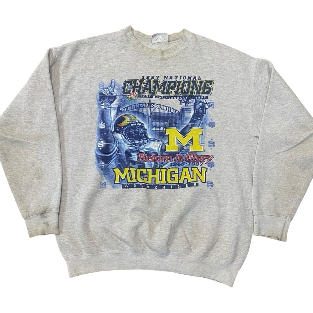 VTG 90s Michigan University Football Rose Bowl National Champions Sweatshirt XL